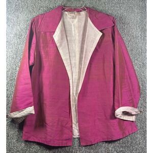 Anu by Natural - Silk Open Front Jacket Pink Metallic -‎ Womens Medium
